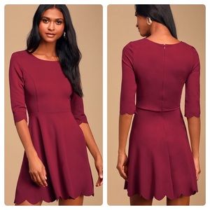 NWT Lulus Cumulonimbus Clouds Burgundy Skater Dress Sz S